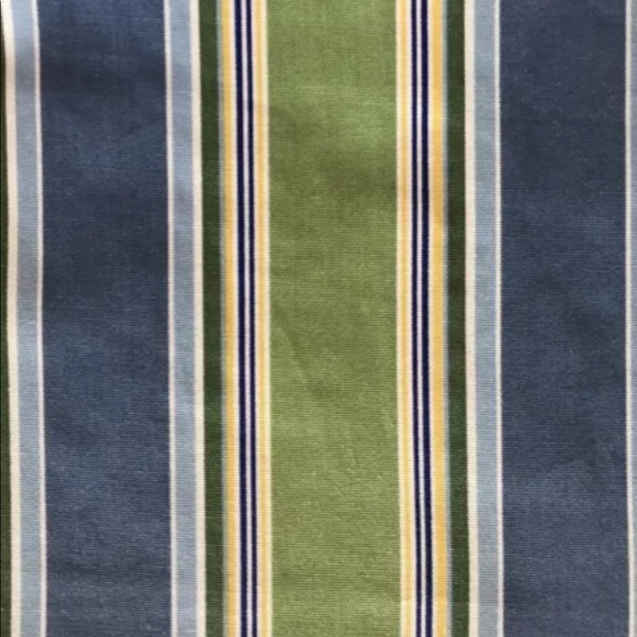Blue & Green Striped Upholstery Fabric 19” x 80” Lot Of 2 Panels - Picture 4 of 5